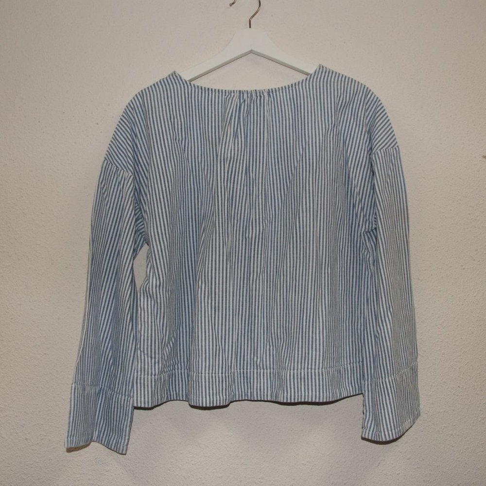 MADEWELL Convertible Chambray Stripe Top sz L - Picture 6 of 12